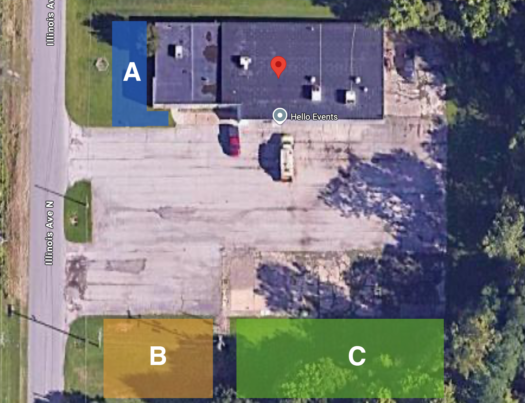 Aerial view of the Inkcarceration Festival grounds at 228 N. Illinois Ave, Mansfield, OH